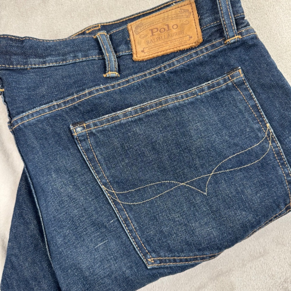 Polo Ralph Lauren Jeans Mens 42x30 Blue Authentic Dungarees Straight Leg Denim